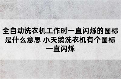 全自动洗衣机工作时一直闪烁的图标是什么意思 小天鹅洗衣机有个图标一直闪烁